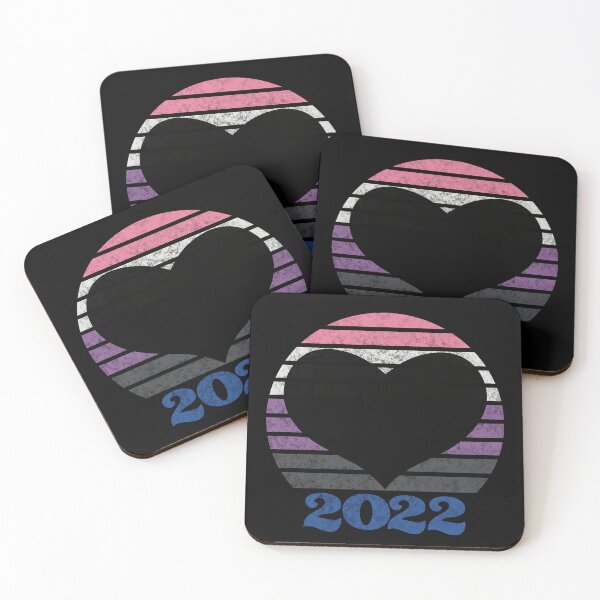 Item preview, 2022 Genderfluid Pride Flag Inspired Retro Sunset with heart silhouette designed and sold by MunsyArt.