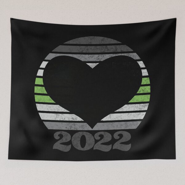 Item preview, 2022 Agender Gendervoid Pride Flag Inspired Retro Sunset with heart silhouette designed and sold by MunsyArt.