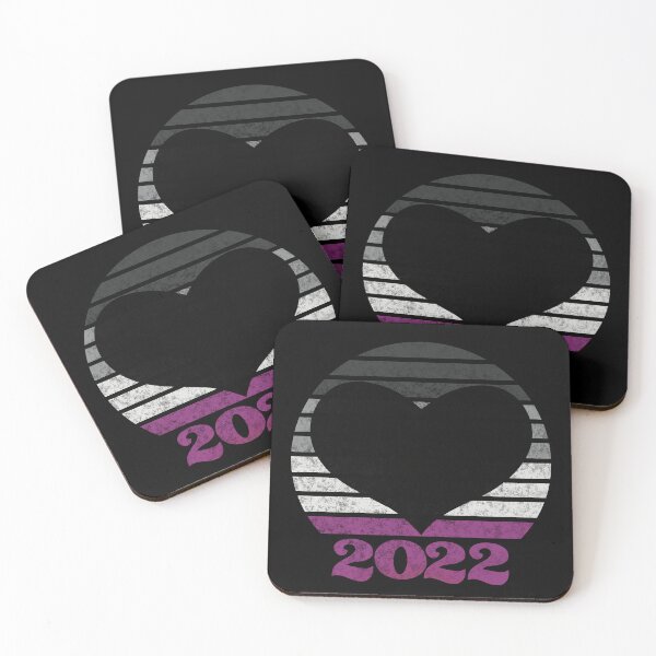 Item preview, 2022 Ace Pride Flag Inspired Retro Sunset with heart silhouette designed and sold by MunsyArt.