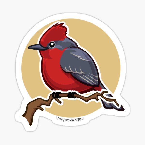 Vermillion Flycatcher Bird over Gold Sticker
