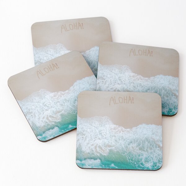 Item preview, ALOHA,hawaiian word for greeting ,written in the sand with sea approaching designed and sold by ydsdesigns.