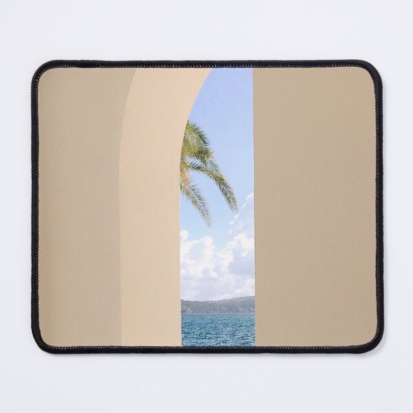 Item preview, beautiful view through archway, of ideal beach, sea view and palm tree designed and sold by ydsdesigns.