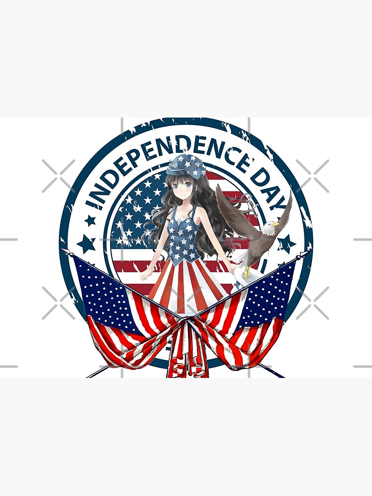 Merica Anime Girl Otaku USA Flag Patriotic - Gift - Sticker | TeePublic