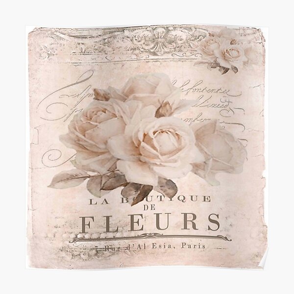 french vintage roses Poster