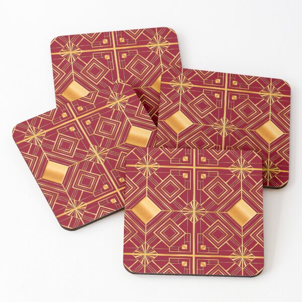 Item preview, Gatsby Art Deco Maroon And Gold Geometric Abstract Patterns  designed and sold by Tamas Das.