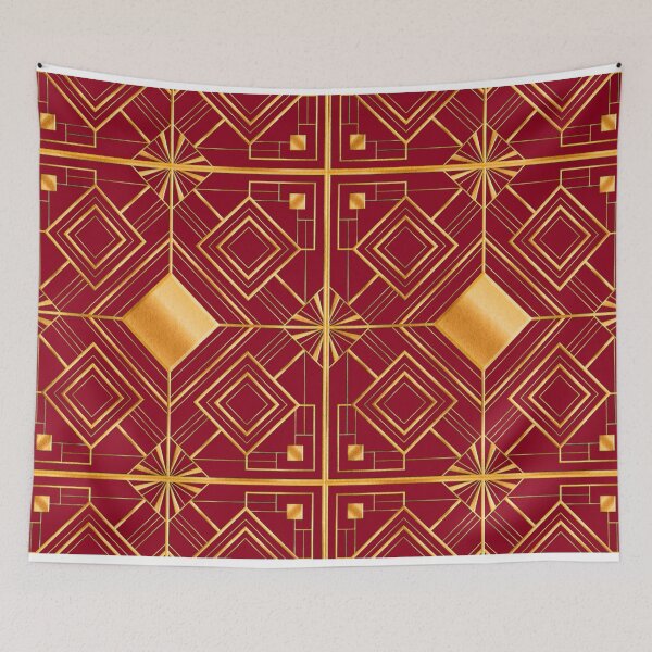 Item preview, Gatsby Art Deco Maroon And Gold Geometric Abstract Patterns  designed and sold by Tamas Das.