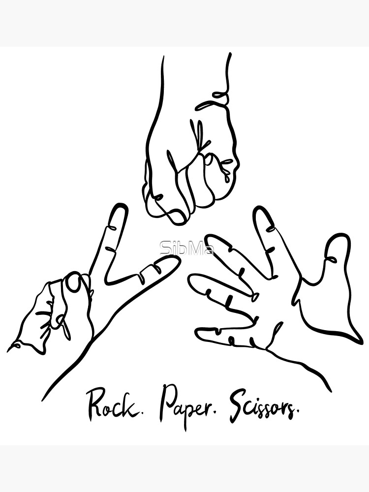 "Rock Paper Scissors game line drawing art" Poster for Sale by SibMa