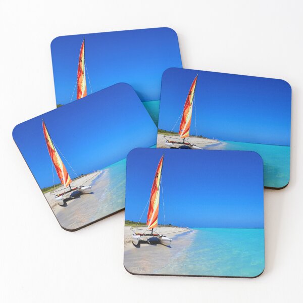 Item preview, Catamaran sitting on a sunny beach under blue skies designed and sold by Aviation Tees.
