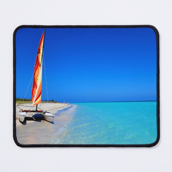 Item preview, Catamaran sitting on a sunny beach under blue skies designed and sold by Aviation Tees.