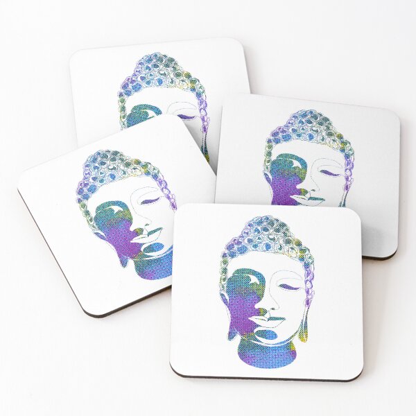 Item preview, Hand drawn Buddha Silhouette Pastel-patchwork Halftones designed and sold by AMSonArt.