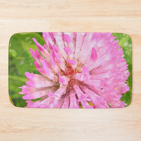 Item preview, Pretty Pink Red Clover Flower stretching above the Green Grass, with Morning Dew designed and sold by CreateShape.