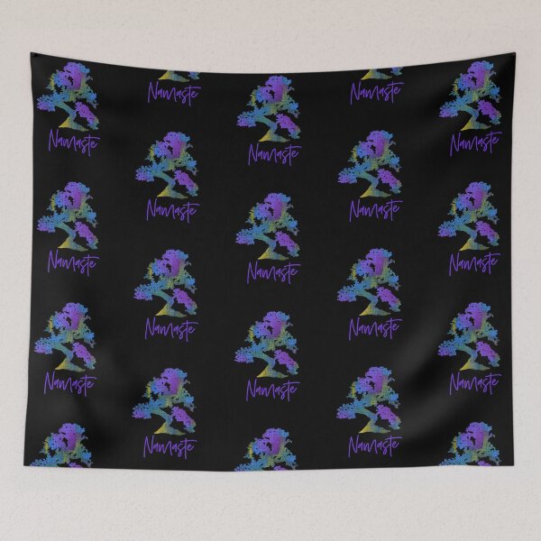 Item preview, Bodhi Tree Silhouette Pastel Patchwork Halftones Namaste designed and sold by AMSonArt.
