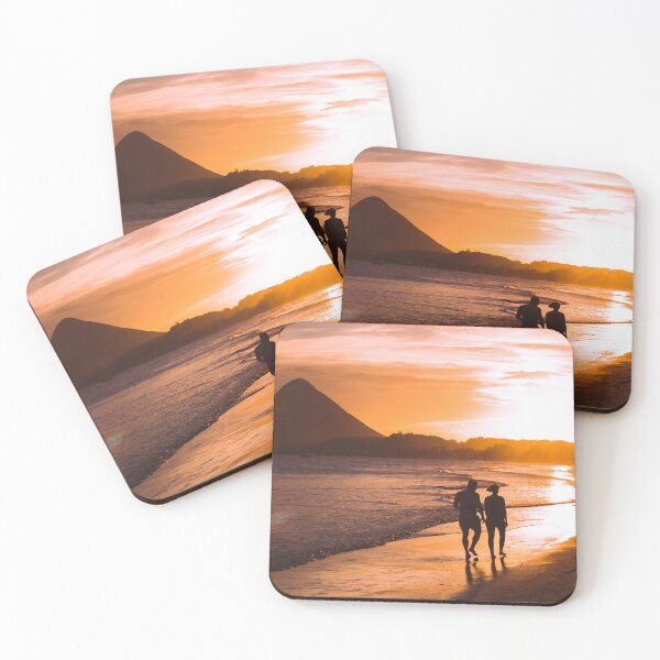 Item preview, romantic walk on beautiful sunset beach with mountains in the background         designed and sold by ydsdesigns.