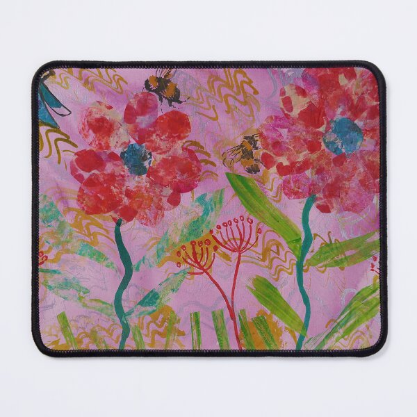 Item preview, Bees and Big Bold Red Flowers designed and sold by Casimirasart.