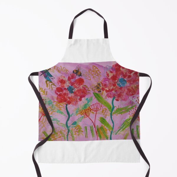 Item preview, Bees and Big Bold Red Flowers designed and sold by Casimirasart.