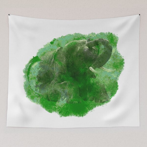 Item preview, lying indian forest elephant, elephant lover, india fan designed and sold by Kirei-Lily.