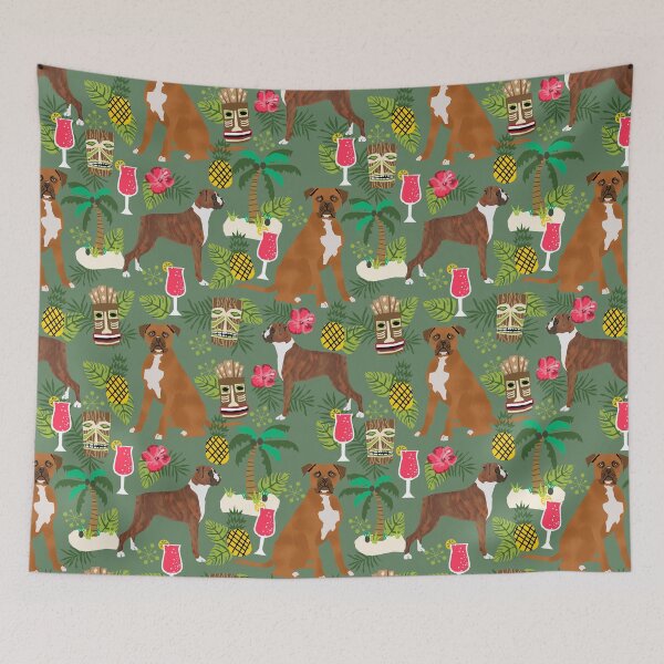 Item preview, Boxer tiki tropical dog pattern modern pet friendly pet pattern dog breeds designed and sold by PetFriendly.