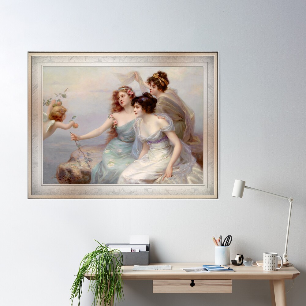 Die drei Grazien (The Three Graces) by Edouard Bisson Remastered Xzendor7 Classical Art Old Masters Reproductions Wall Decor Poster
