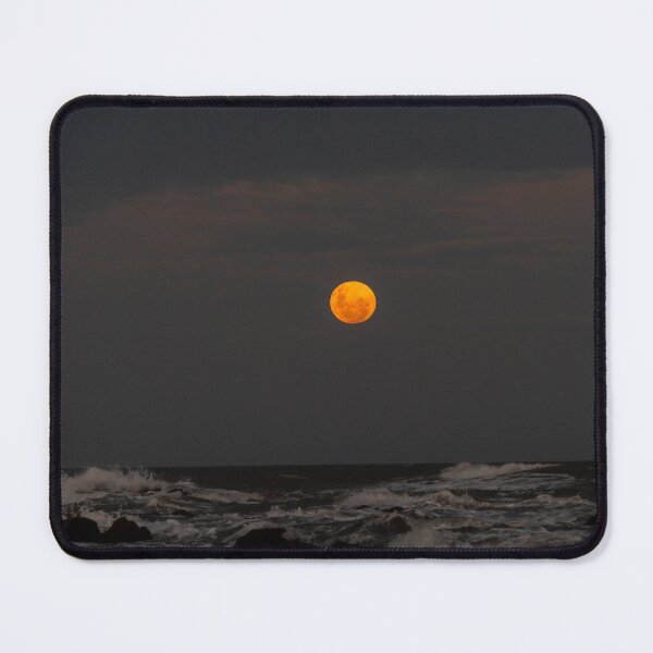 Item preview, ideal full red moon at night on the beach with surf designed and sold by ydsdesigns.