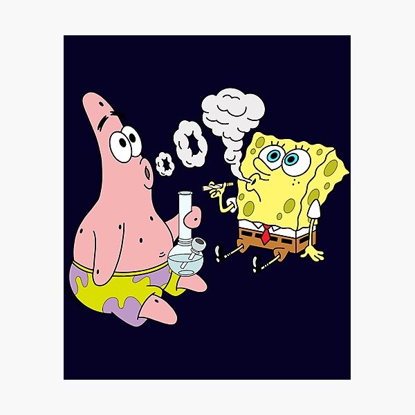 Lámina fotográfica «Bob Esponja y Patricio Fumando Cannabis Arte de