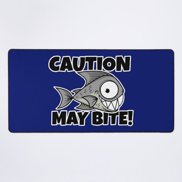 Item preview, Caution May Bite! Cartoon Piranha Fish Warning Sign designed and sold by Tee-Nee-Bash.
