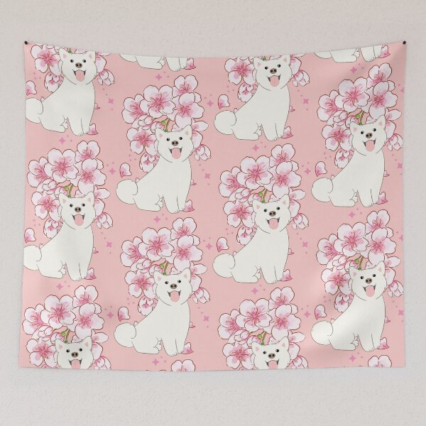 Item preview, Cream Shiba Inu Cherry blossom designed and sold by Lulupainting.