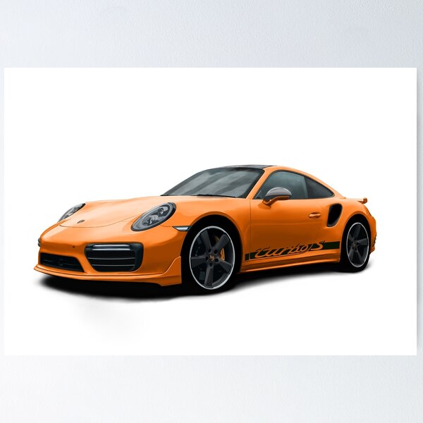 Item preview, 911 991 Turbo S Digitally Drawn - Orange with side decals script wording designed and sold by Steve Kidd Art.