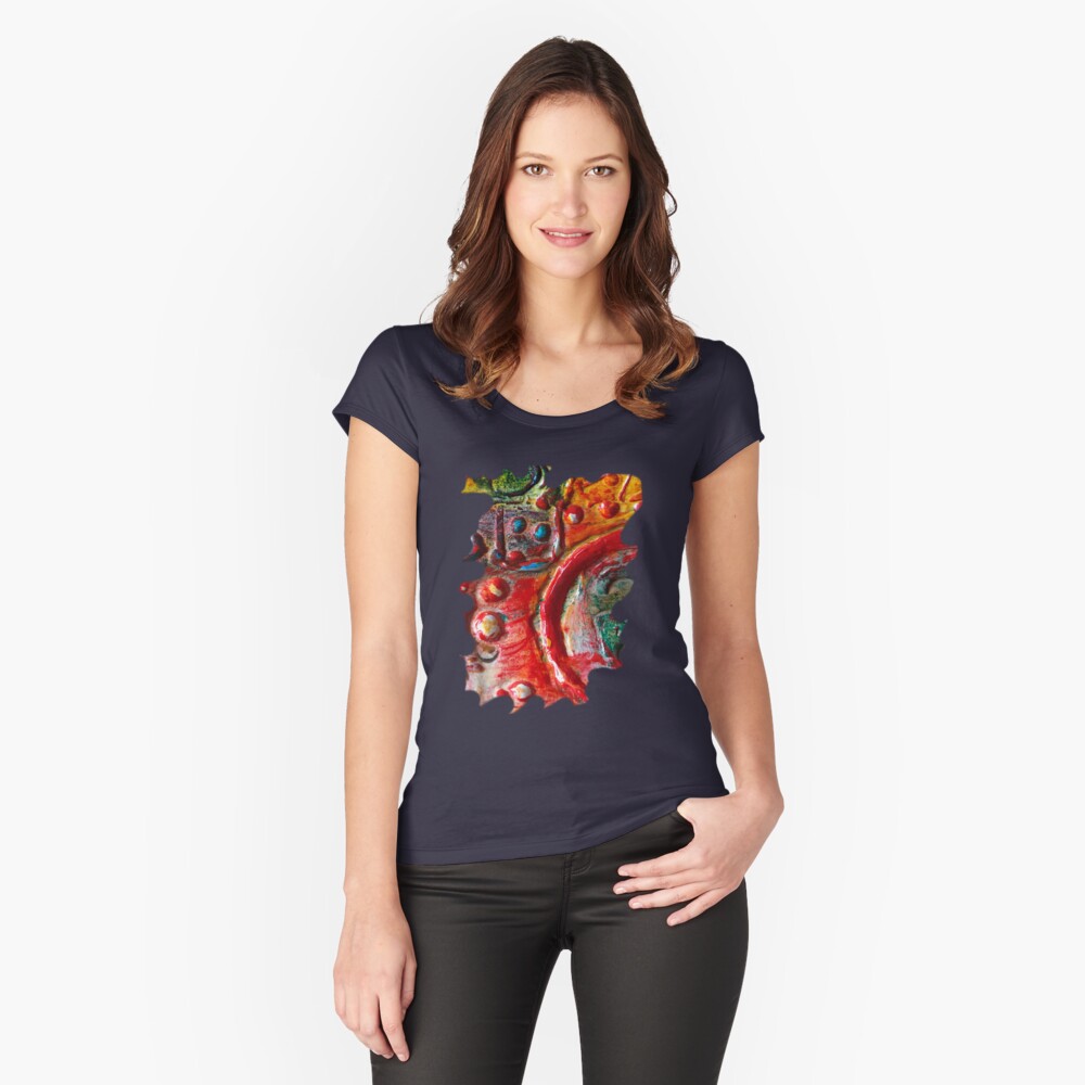 RED STEAMPUNK TEXTURES Fitted Scoop T-Shirt