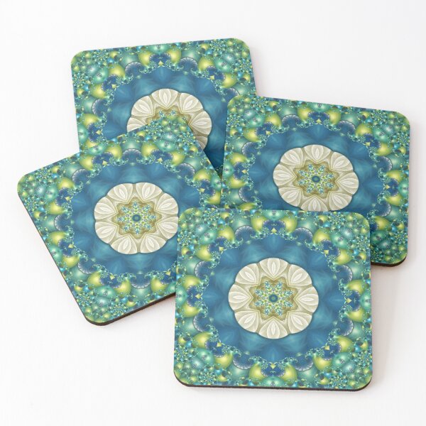 Item preview, Poseidons Rest Mandala in Blue, Green, Turquoise, Lime and White designed and sold by Kelly Dietrich Mandala & Fractal Art.