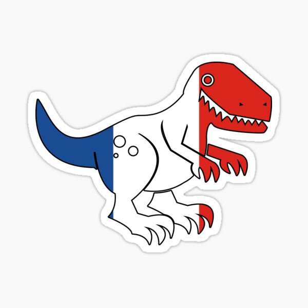 Aperçu de l'œuvre Drapeau Français T-Rex Dinosaure Mignon créée et vendue par CLOUDREST.