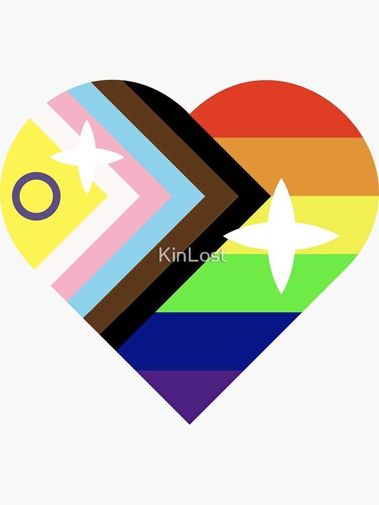 Inclusive Progress Pride Flag Heart Crest Version Sticker For Sale