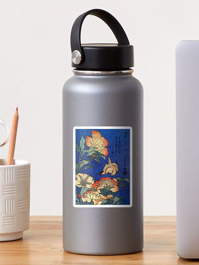 Thumbnail 1 of 3, Sticker, 'Flowers' by Katsushika Hokusai (Reproduction) designed and sold by RozAbellera.