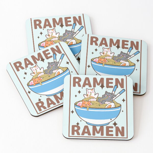 Item preview, Cute Cats Eating Ramen Kawaii Adorable Animals designed and sold by Imakeyouhappy.