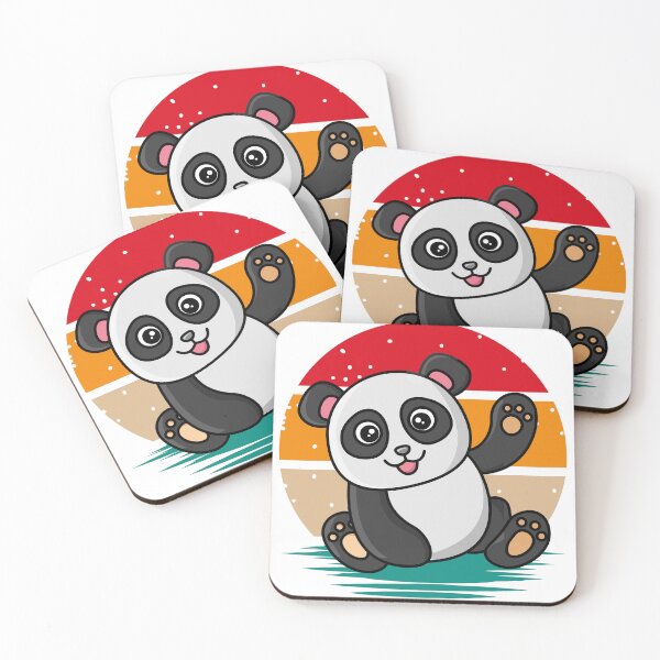 Item preview, Panda Waving Retro Vintage Sunset  designed and sold by paulosbpires.