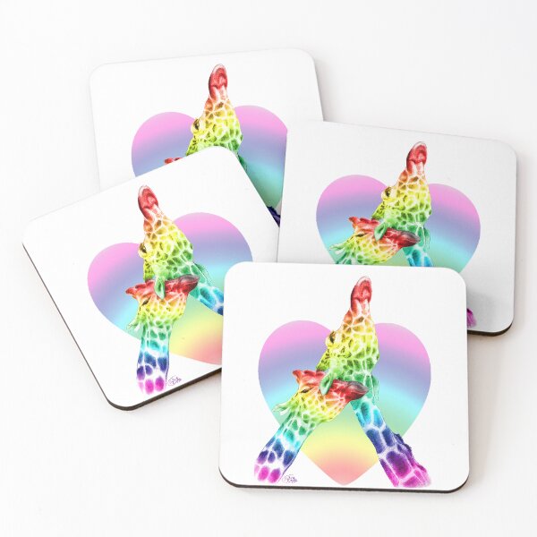 Item preview, Giraffe hug - rainbow colorized version with heart designed and sold by SylvieG18.