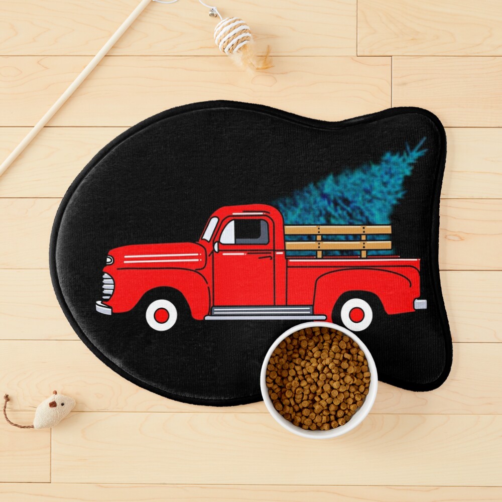 The Original Holiday Retro Truck Dish Drying Mat Print