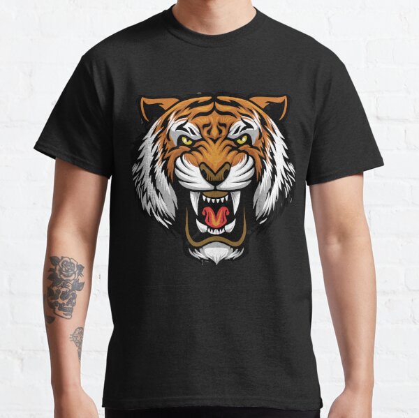 Yellow Tiger Head Portrait Drawing - Tiger Face' Men's T-Shirt