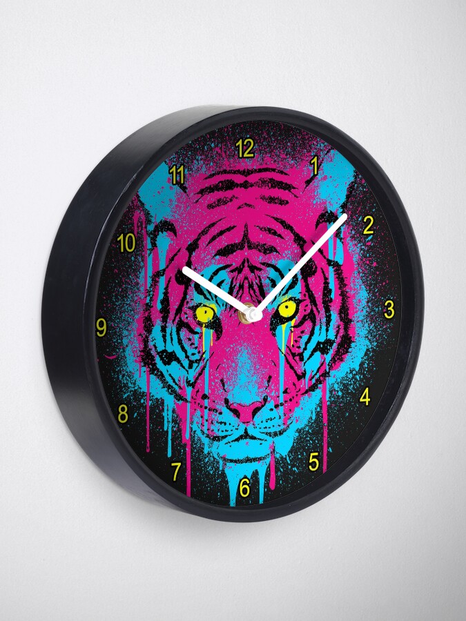 Alternate view of CMYK Tiger Graffiti Clock