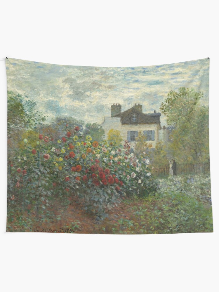 Alternate view of Claude Monet  A Corner of the Garden with Dahlias Tapestry