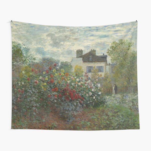 Claude Monet A Corner of the Garden with Dahlias Tapestry