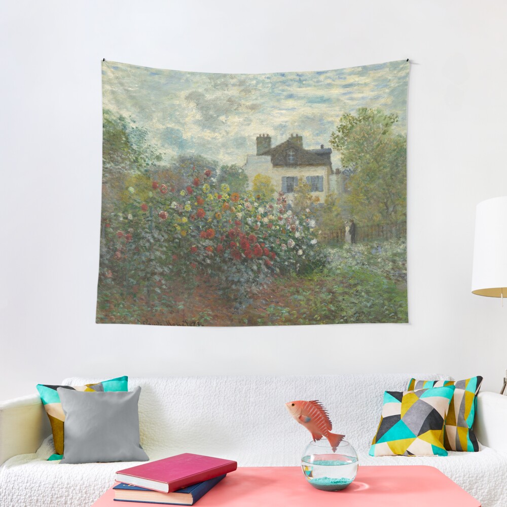 Claude Monet A Corner of the Garden with Dahlias Tapestry