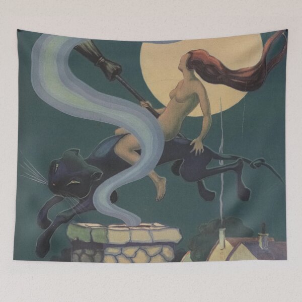 Item preview, Witch and Her Black Cat by A. M. Hopfmüller - Vintage Art designed and sold by RickE.