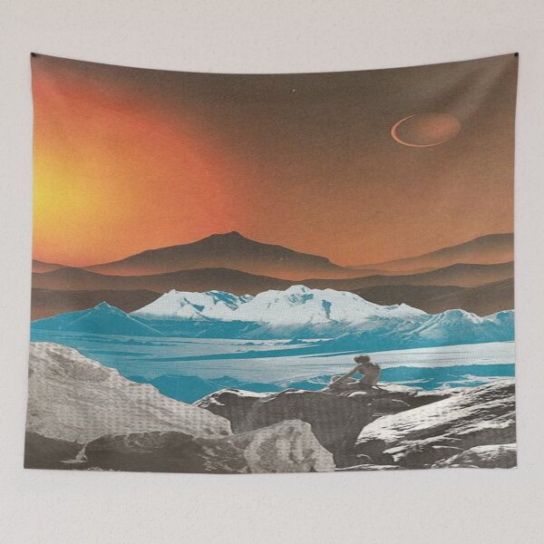 Item preview, Retro Mountains Pattern With Space  designed and sold by maxfunStickers.