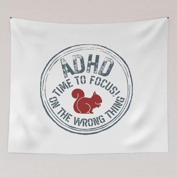 Item preview, ADHD - Time to Focus! On the wrong thing - Dark on Light designed and sold by TheBerriesADHD.