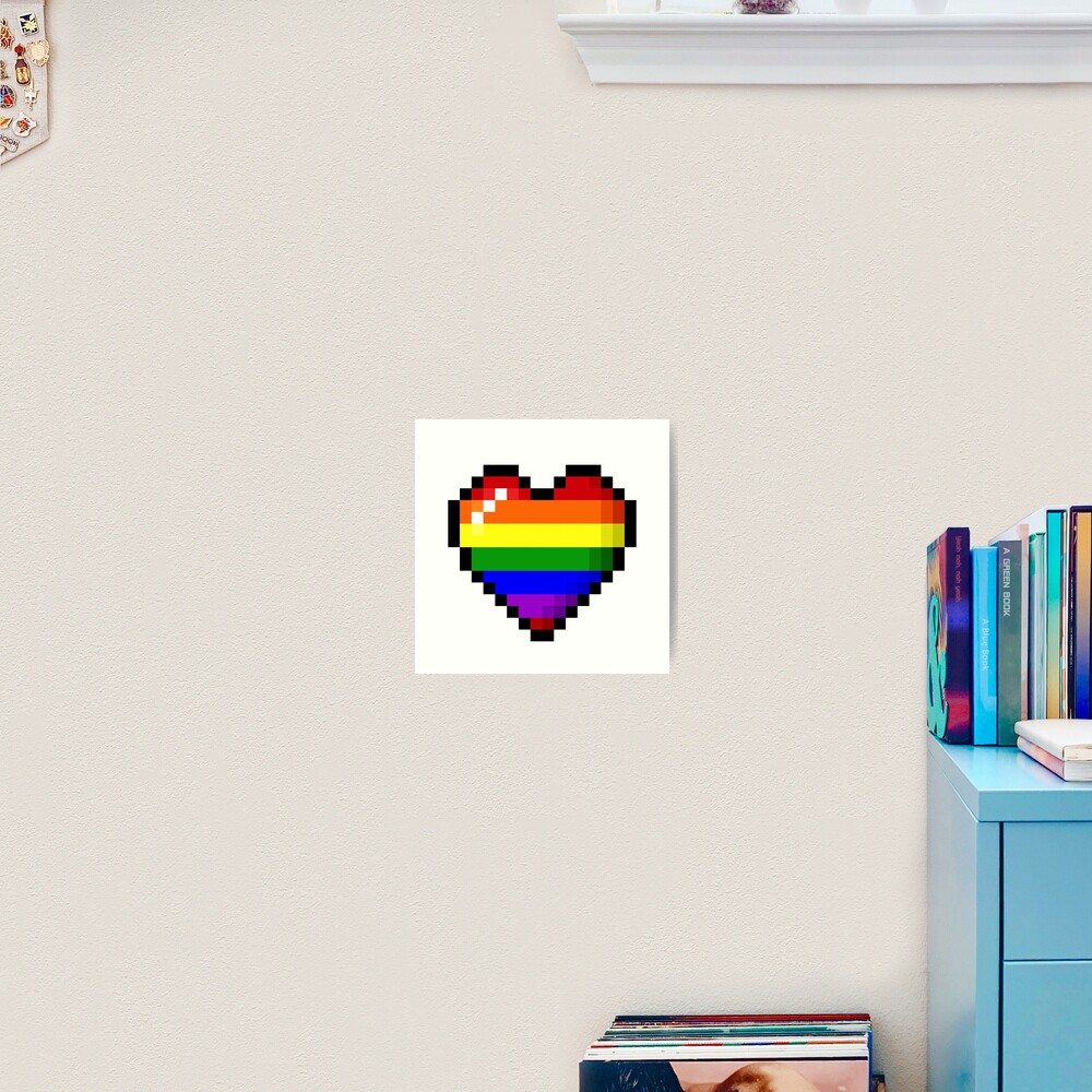 "Pixel Art - Rainbow Gay Pride Heart -8bit" Art Print By Spacegays ...