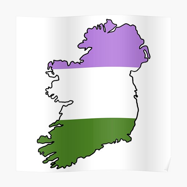 Ireland Outline Genderqueer Pride Flag Poster For Sale By Uni Que Designs Redbubble 2372