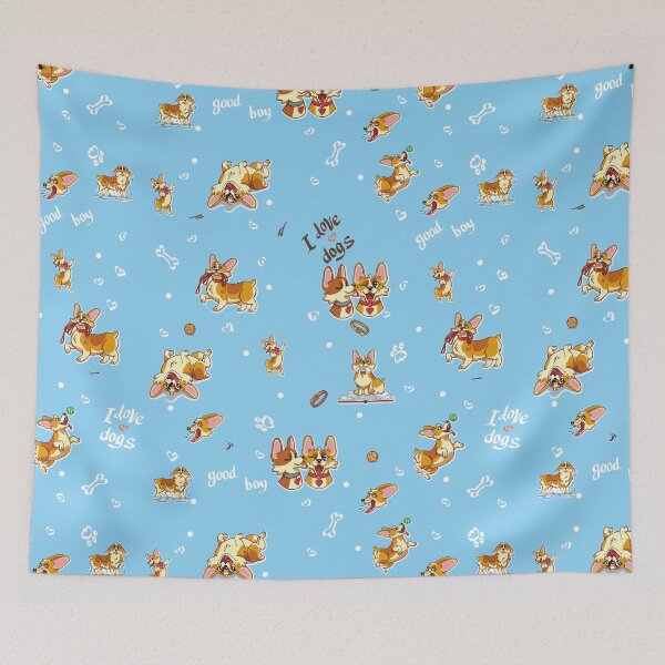 Item preview, Jolly corgis in Bleu designed and sold by pretty-os.