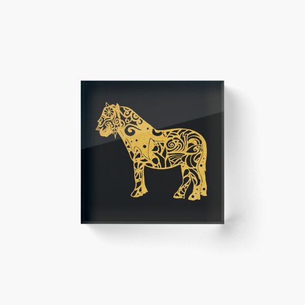 Item preview, Shetland Pony Horse Gold Papercut Mandala Art designed and sold by hign.