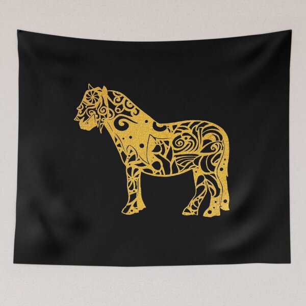 Item preview, Shetland Pony Horse Gold Papercut Mandala Art designed and sold by hign.
