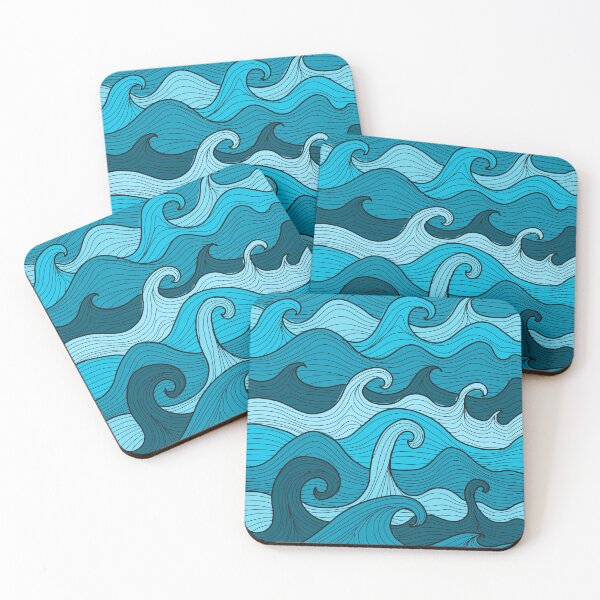 Item preview, Blue Ocean. Sea waves. Storm. Hand drawn pattern. designed and sold by Kudryashka.